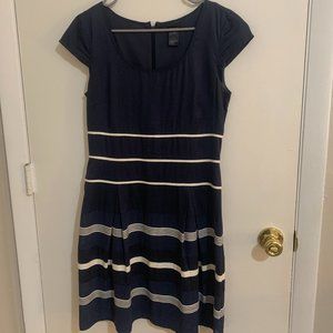 Ann Taylor Striped Navy Dress